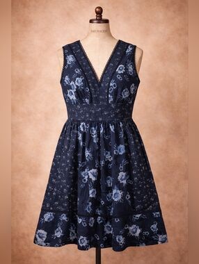 kate spade Navy Floral V-Neck Midi Dress